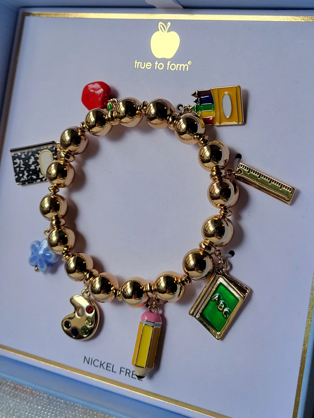 True to Form School Themed Beaded Charm Bracelet